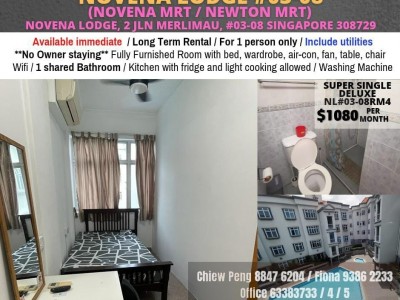 新加坡 - Novena - Available Immediate -Common Room/FOR 1 PERSON STAY ONLY/Wifi/Aircon/No owner staying/No Agent Fee/No owner staying/Cooking allowed/Novena MRT/Mount Pleasant MRT