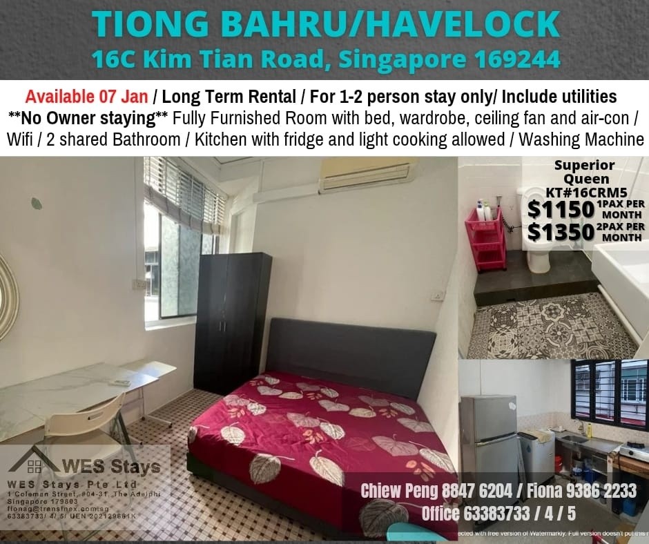 Near Tiong Bahru MRT/ Havelock MRT /7 Jan Available / For 1 pax stay / Include utilities / No owner stay - Tiong Bahru - Flat - Homates Singapore