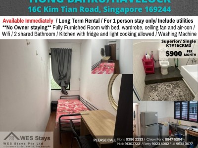 Singapore -  - Near Tiong Bahru MRT/ Havelock MRT /Available Immediately/ For 1 pax stay / Include utilities / No owner stay