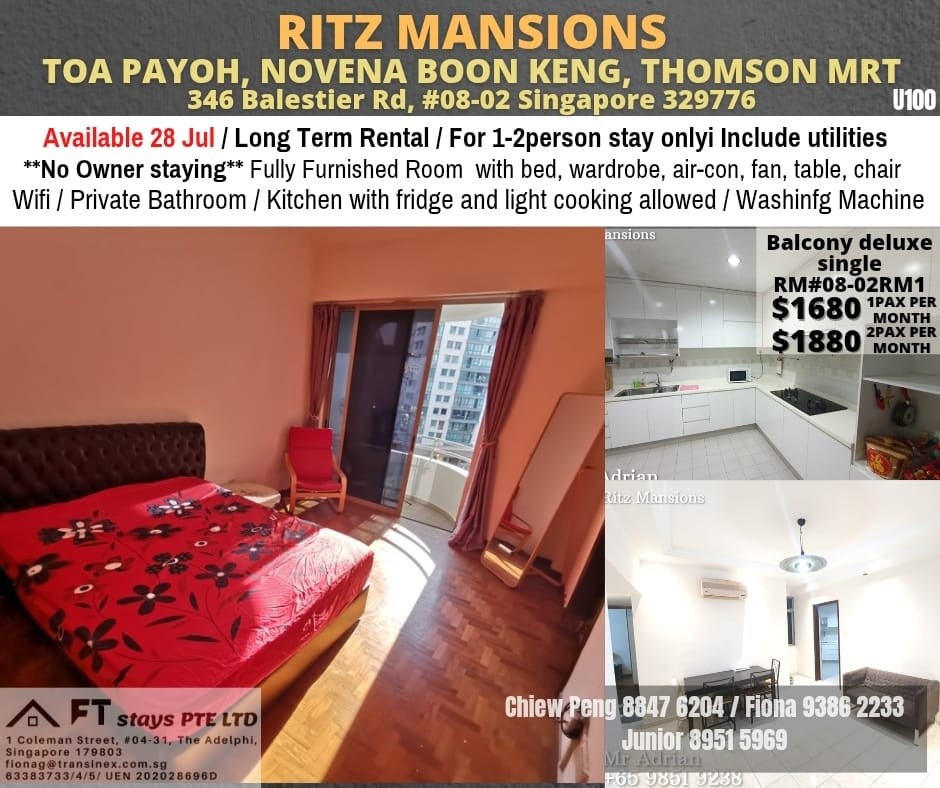 RITZ MANSION Available 28Jul /Master Room/FOR 1 PERSON STAY ONLY/Wifi/Air-con/No owner staying/No Agent Fee/Cooking allowed/Novena MRT / Toa Payoh MRT / Boon Keng / Thomson MRT - Novena 诺维娜 - 整个住家 - Homates 新加坡