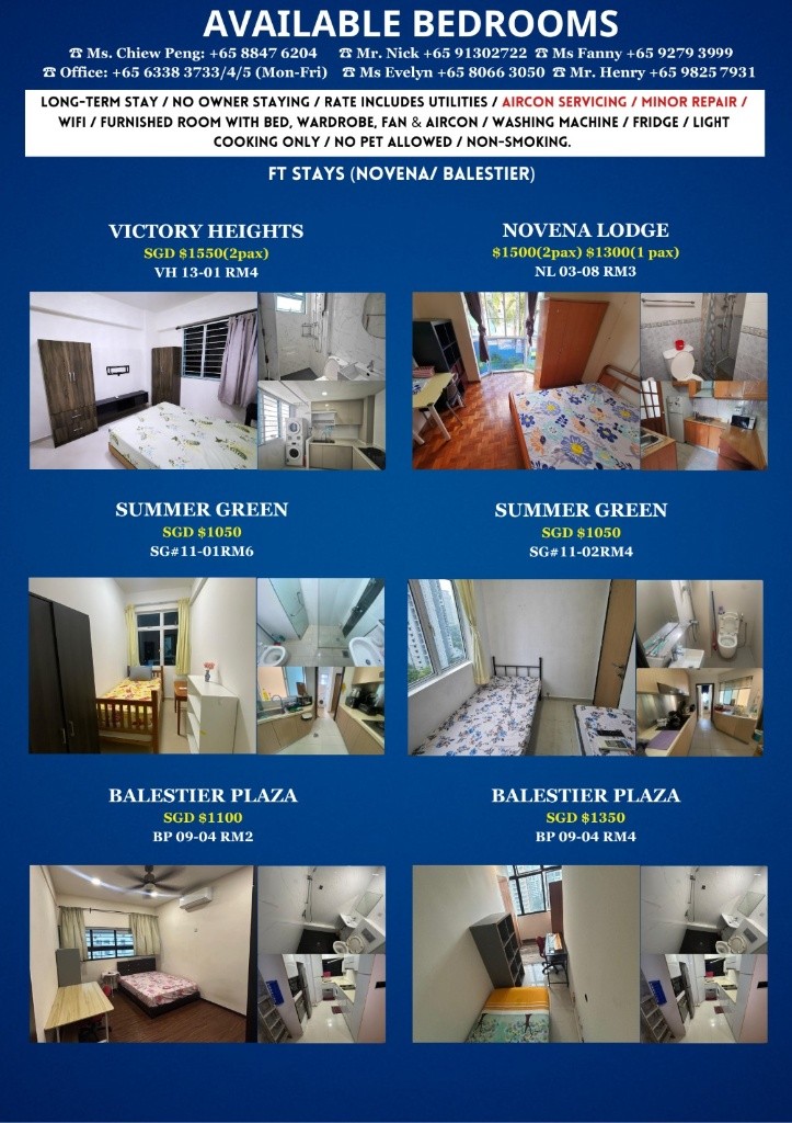 VICTORY HEIGHTS Middle Room /1 persons stay/No Owner Staying/Fully Furnished /WIFI/2 Shared Bathroom/allowed Light Cooking/ Balestier / Toa Payoh/Novena MRT/ Available on Immediately - Toa Payoh 大巴窑 - - Homates 新加坡