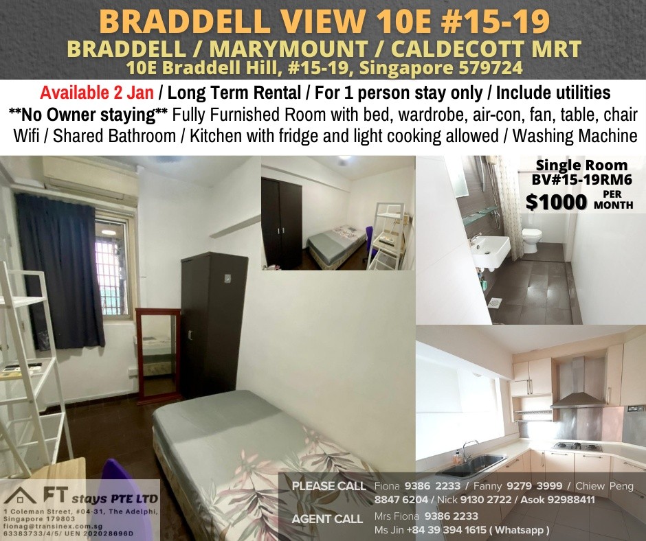 Available﻿ 02 Jan - Common Room/Include Utilities/Wifi/Aircon/No Agent Fee/Light Cooking Allowed/Washing Machine - Toa Payoh 大巴窑 - 分租房间 - Homates 新加坡