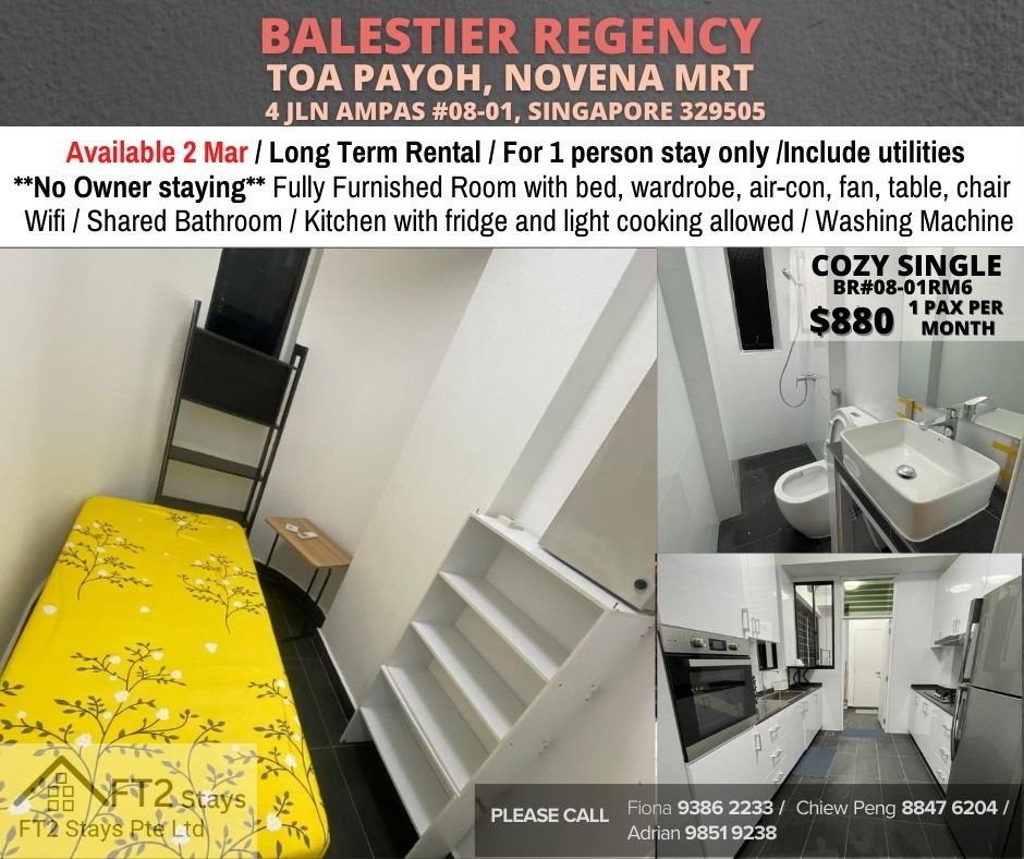 Room for rent / Newton,Novena, Little India MRT / Common room / 1 pax stay / Available﻿ 2 Feb - Novena 诺维娜 - 分租房间 - Homates 新加坡