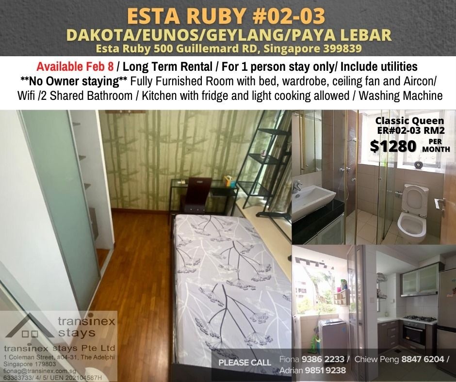 Common Room/FOR 1 PERSON STAY ONLY/Wifi/No owner staying/No Agent Fee/Cooking allowed/Paya Lebar MRT, Dakota MRT/ Available FEB 8 - Dakota - Bedroom - Homates Singapore