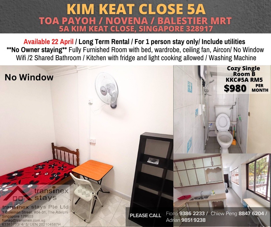 Available﻿ 22 April - Common Room/Include Utilities/Wifi/Aircon/No Agent Fee/Light Cooking Allowed/Washing Machine - Toa Payoh - Bedroom - Homates Singapore