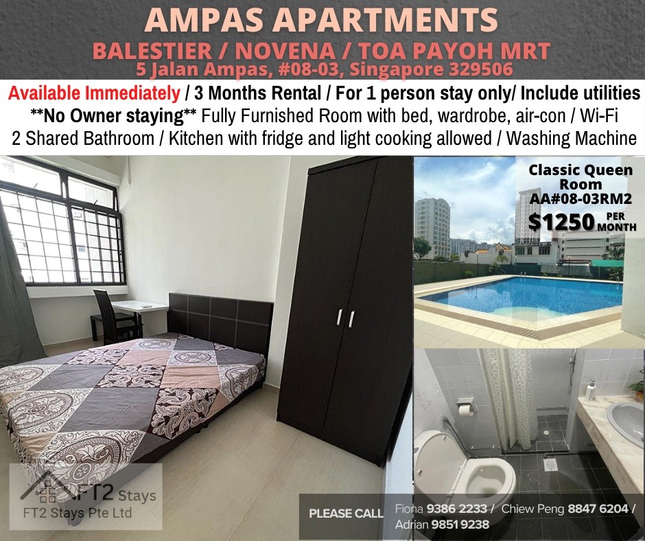 Room for rent/Toa Payoh, Boon Keng, Novena MRT/1 pax stay/Include Utilities/Available IMMEDIATELY - Novena 诺维娜 - 整个住家 - Homates 新加坡