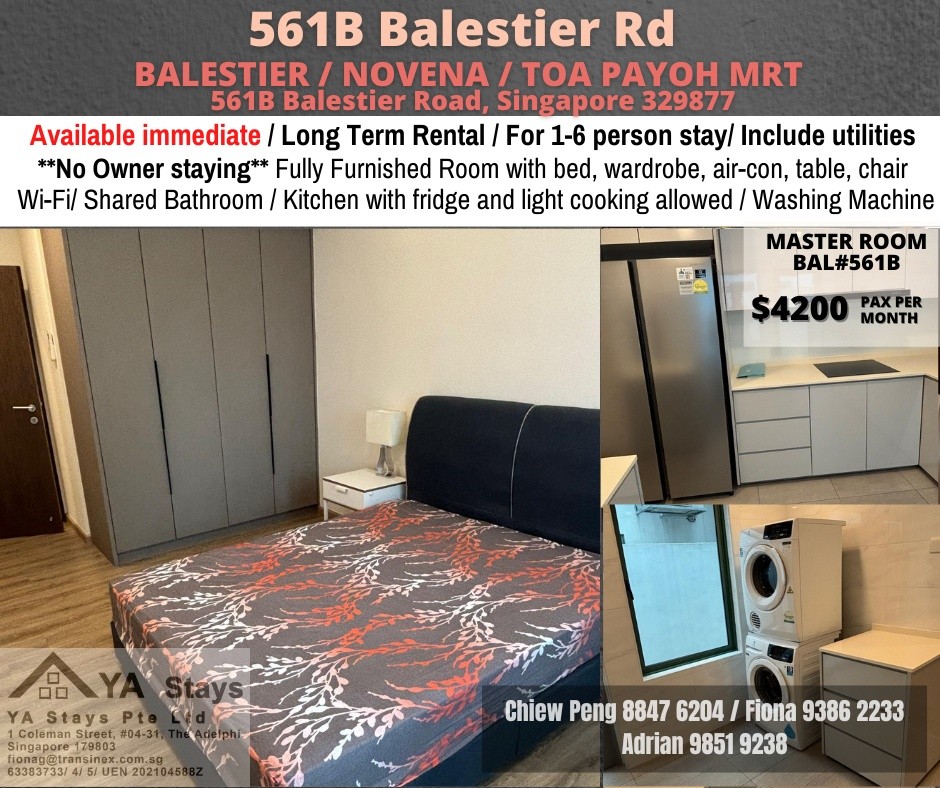Room for Rent/561B Balestier Road, Singapore 329877/ For 1-6 pax/ Available Immediately - Toa Payoh - Flat - Homates Singapore
