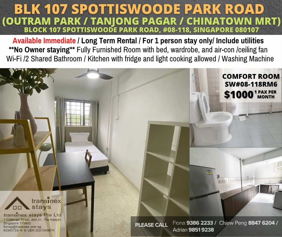 Available﻿ Immediate- Common Room/Include Utilities/Wifi/Aircon/No Agent Fee/Light Cooking Allowed/Washing Machine - Outram - Bedroom - Homates Singapore