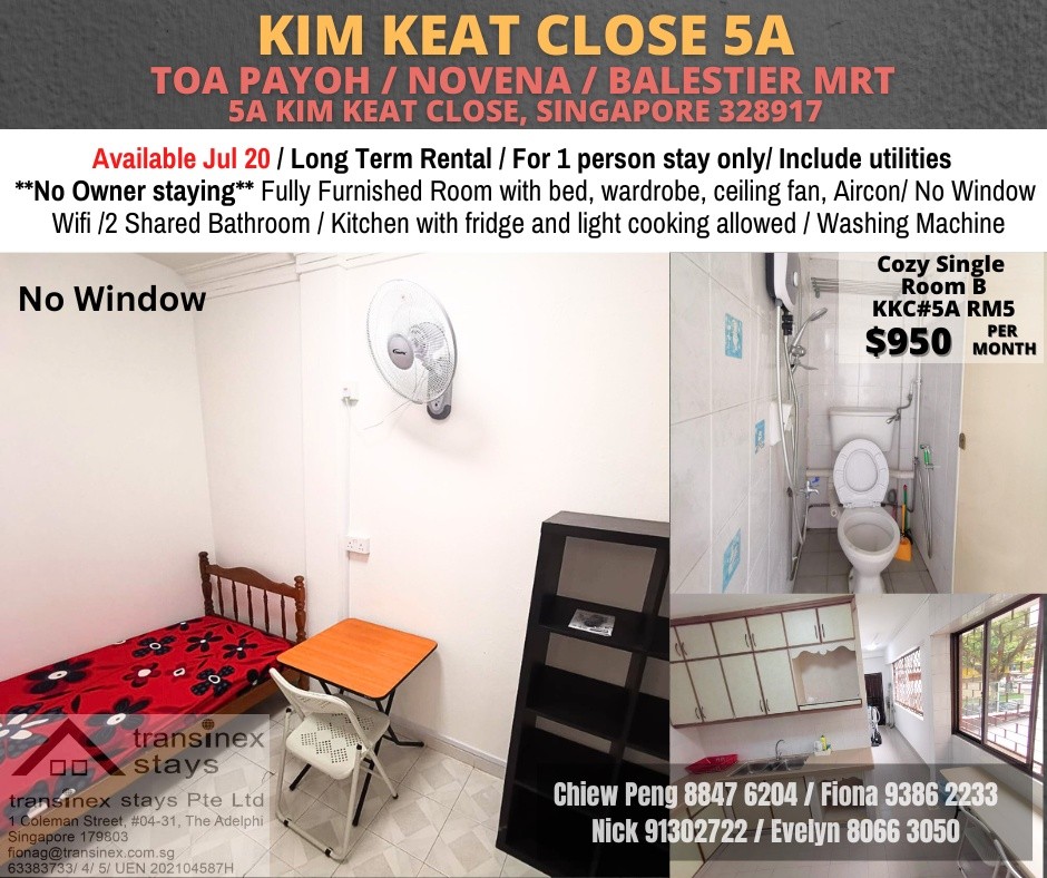 Available﻿ Jul 20 - Common Room/Include Utilities/Wifi/Aircon/No Agent Fee/Light Cooking Allowed/Washing Machine - Toa Payoh - Flat - Homates Singapore