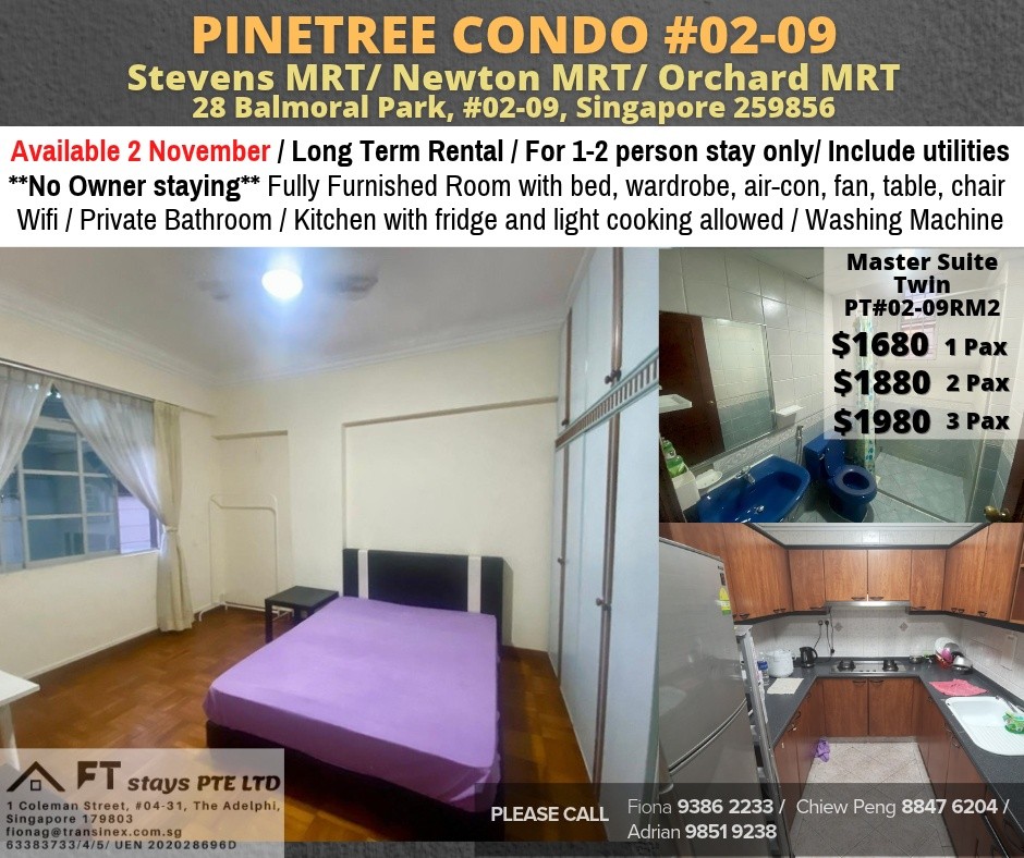 Room for rent / Orchard, Stevens / Common room / 1-2-3pax stay / Available 2 November - Orchard - Bedroom - Homates Singapore