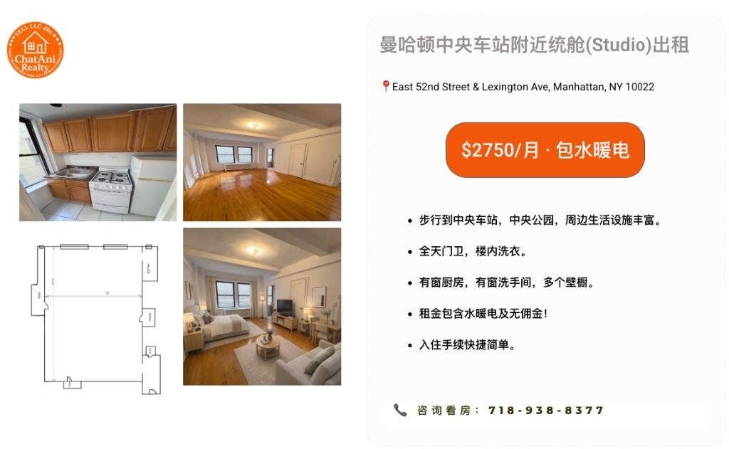 曼哈顿中城东区独家单间公寓| 免中介费 -  - Flat - Homates United States