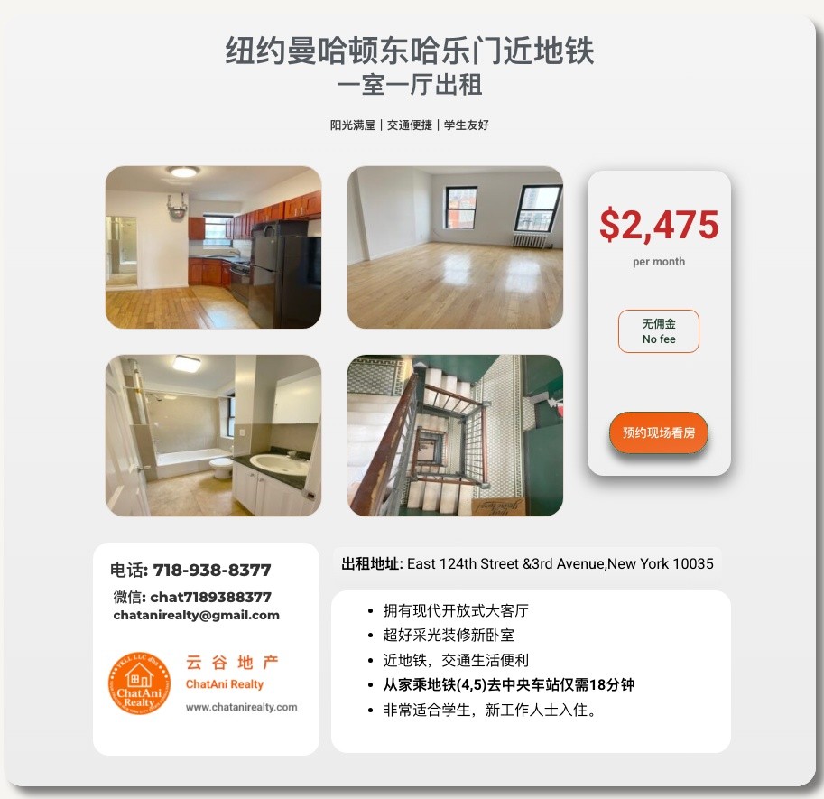 纽约曼哈顿Manhattan_东哈乐门_装修新一室一厅出租 -  - Flat - Homates United States