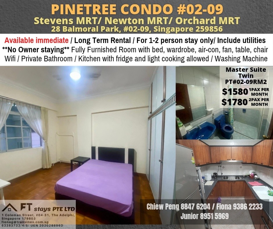 Master Room/ Newton MRT /Stevens MRT /Master Room/For 2 Person Stay/no Owner Staying/No Agent Fee - Newton 纽顿 - 分租房间 - Homates 新加坡