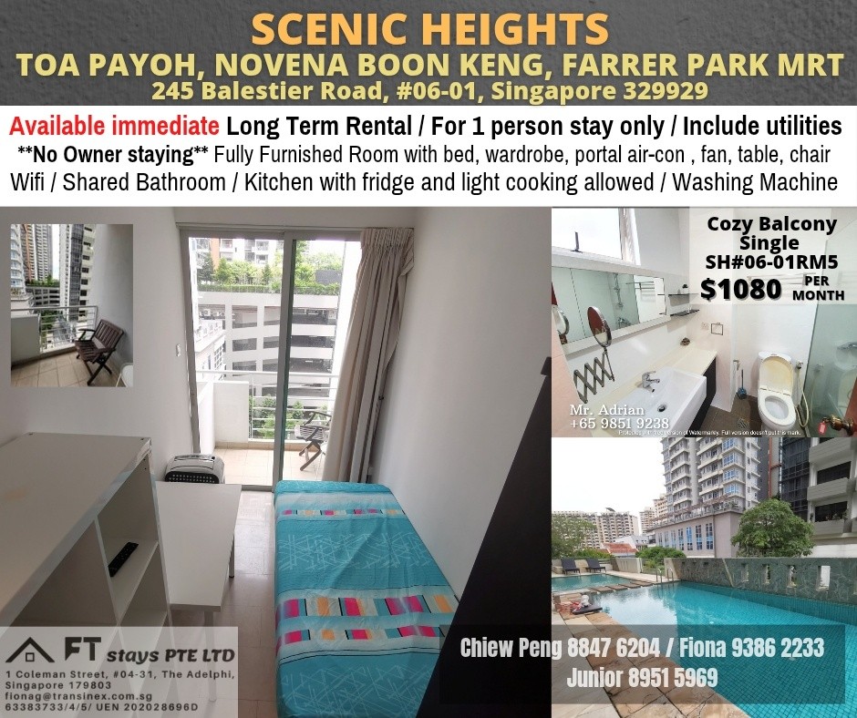 SCENIC HEIGHTS - $1080 - Toa Payoh 大巴窑 - 整个住家 - Homates 新加坡