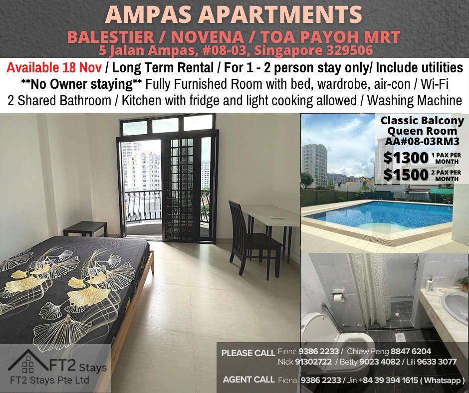 Near Toa Payoh, Novena mrt/ Available 18 Nov - Common Room/1 Person/Ampas Apartments - Toa Payoh - Flat - Homates Singapore