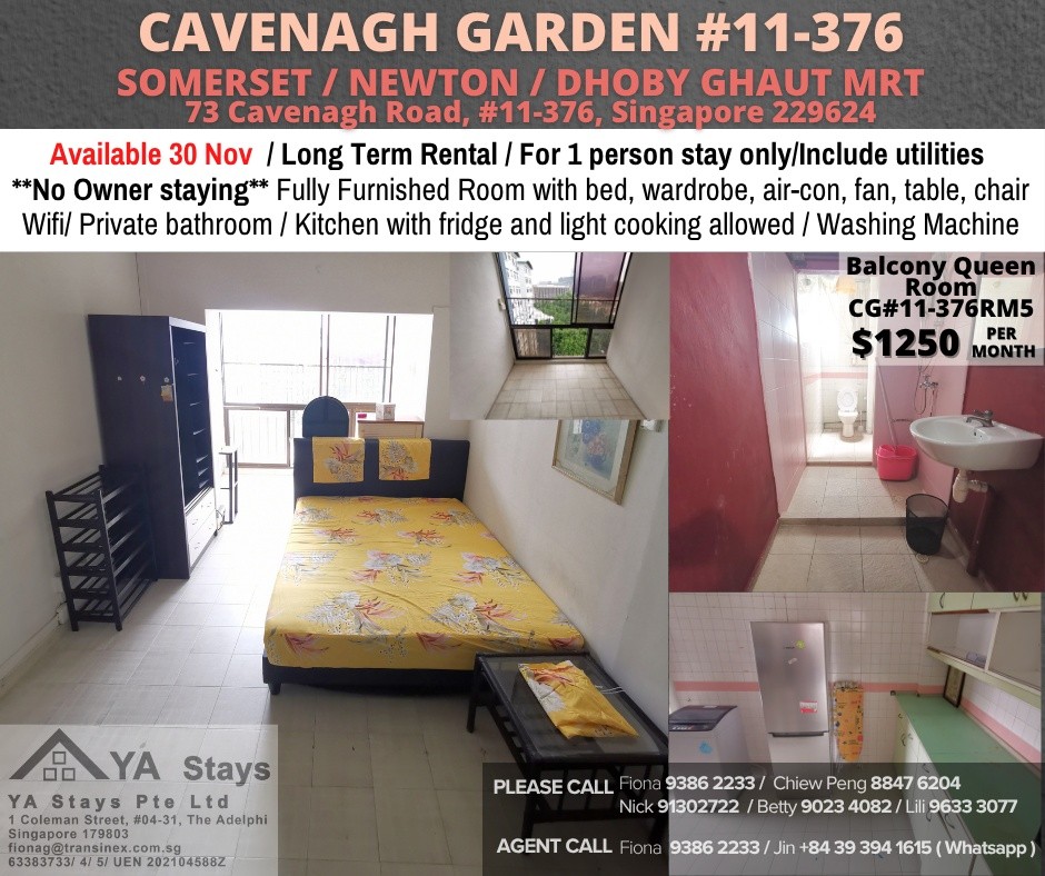 Cavenagh Gardens 73/ Common Room/Strictly Single Occupancy/no Owner Staying/No Agent Fee/Cooking allowed/Near Somerset MRT/Newton MRT/Dhoby Ghaut MRT/ Available 30 Nov - Toa Payoh - Flat - Homates Singapore