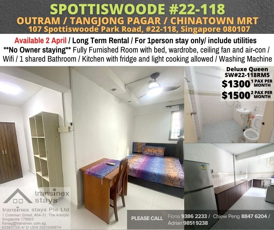 Room for rent / Outram, Tangjong Pagar, Chinatown MRT / Common room / 1-2 pax stay / Available April 2 - Outram - Bedroom - Homates Singapore