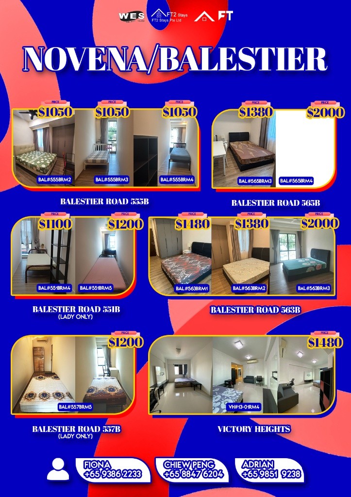 Room for rent / BALESTIER / NOVENA / TOA PAYOH MRT / Common room / 1pax stay / Available immediate - Novena - Flat - Homates Singapore