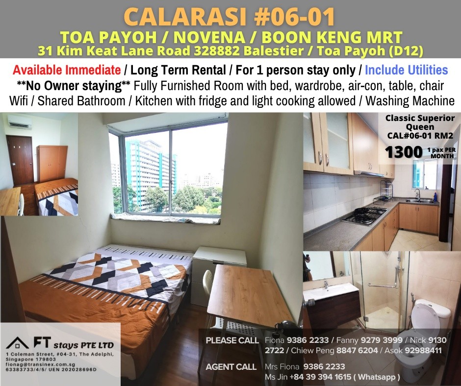 Room for Rent/Calarasi 31 Kim Keat Lane Road, Singapore 328882 / For 1 pax/ Available Immediately - Toa Payoh - Flat - Homates Singapore