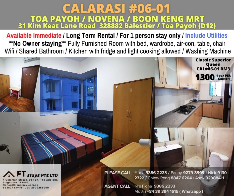 Room for Rent/ Calarasi 31 Kim Keat Lane Road, Singapore 328882/ For 1 pax/ Available Immediately - Toa Payoh - Flat - Homates Singapore