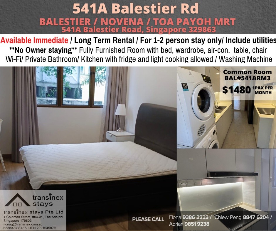 Common Room for Rent/ 541A Balestier Road, Singapore 329863/ Available Immediate - Novena - Flat - Homates Singapore