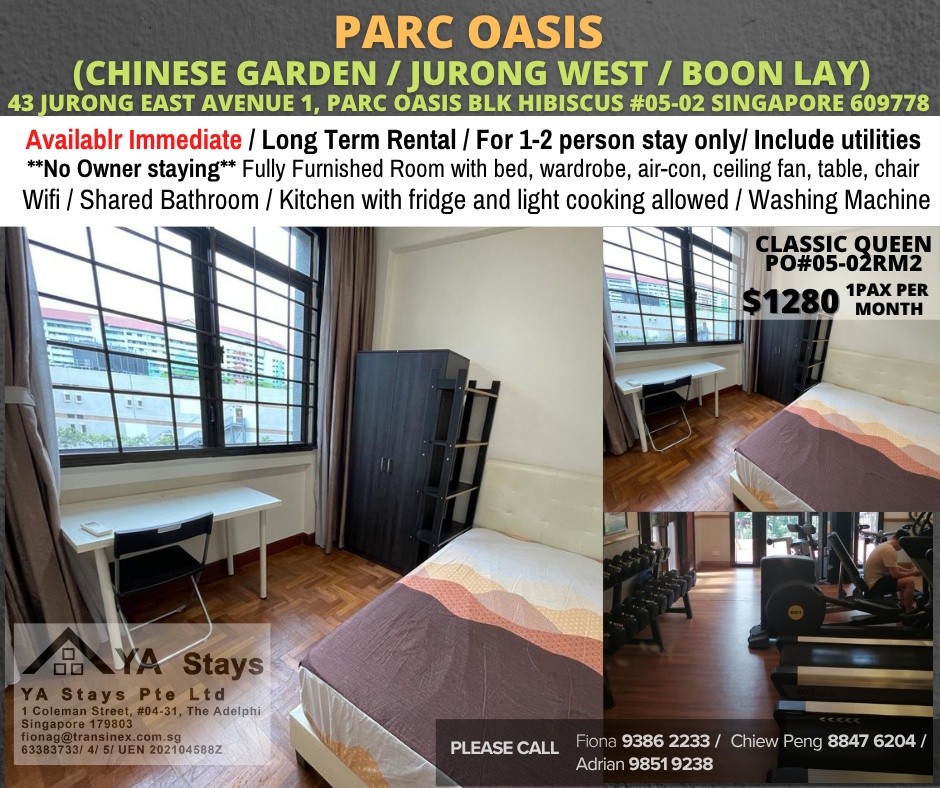 Room For rent/43 JURONG EAST AVENUE 1, PARC OASIS BLK HIBISCUS 60977 Road/commen /for 1pax/ Available Immediate  - Toa Payoh - Flat - Homates Singapore