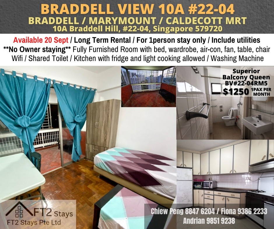 Room for rent / BRADDELL / MARYMOUNT / CALDECOTT MRT / Common room / 1pax stay / Available 20 Sept - Braddell - Bedroom - Homates Singapore