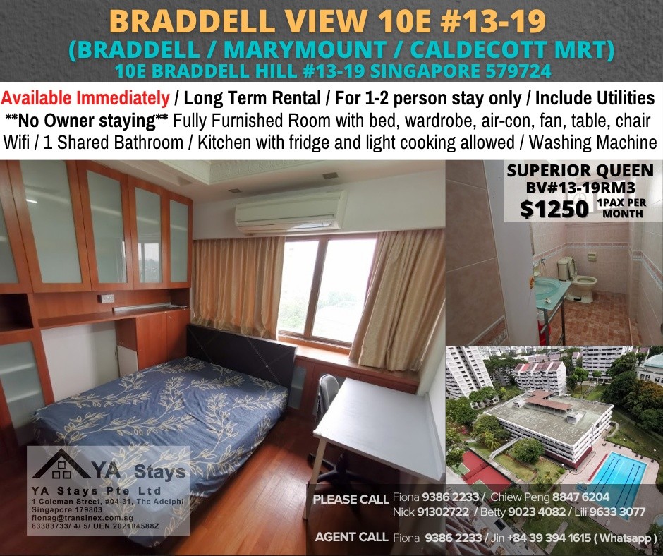 Common Room for Rent/ 10E Braddell View 13-19, Singapore 579724 / Available Immediately  - Braddell 布萊徳 - 分租房間 - Homates 新加坡