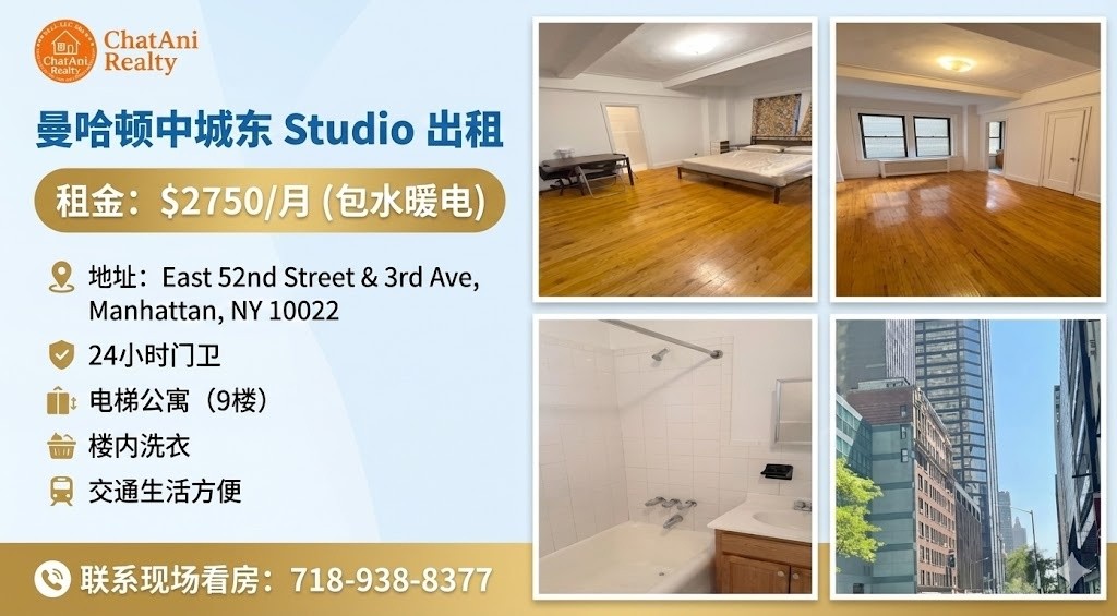 纽约曼哈顿中城中央车站附近出租 $2,750/月除了网络其他全包 -  - 整套出租 - Homates 美國